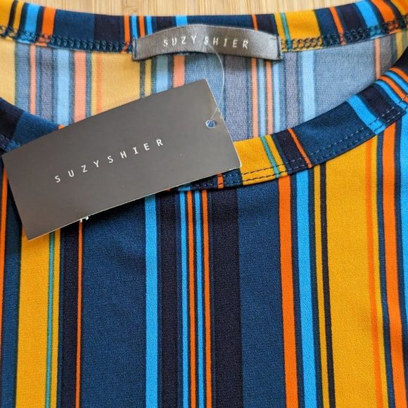 NEW Hi Low Colorful Cuffed Sleeve Front Tie Top Sized Medium from Suzy Shier - Picture 13 of 14